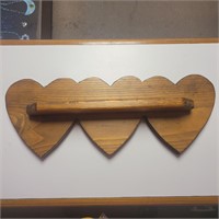 17" wooden wall shelf. Hearts