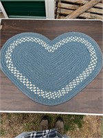 Heart Shaped Blue Braided Entry Rug