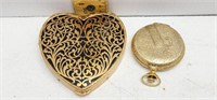 2 VINTAGE COMPACTS POCKET WATCH STYLE HAS MIRROR