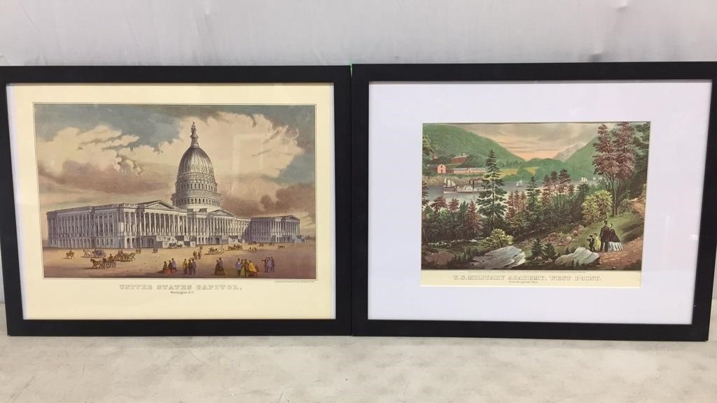 2-REPRINTED CURRIER & IVES CAPITAL & WEST POINT