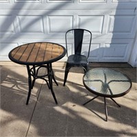 YD 3pc (2) Tables, (1) Chair Patio Furniture