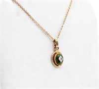 12K Gold Jade & Diamond Necklace