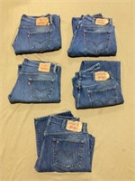 Levi 501 Jeans, 38x34, 5 pair