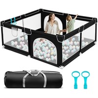 71x59 Black Baby Playpen with Gate