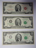 (3) $2 Bill 1963, 1976, 1995