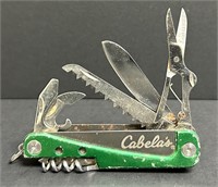 VINTAGE CABELA'S GREEN SWISS KNIFE - APPROX