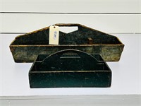 (2) Early Painted Wooden Totes