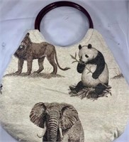 Boho handmade Panda Elephant tiger cloth purse