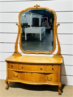 Antique Birdseye Maple Dresser w/Mirror