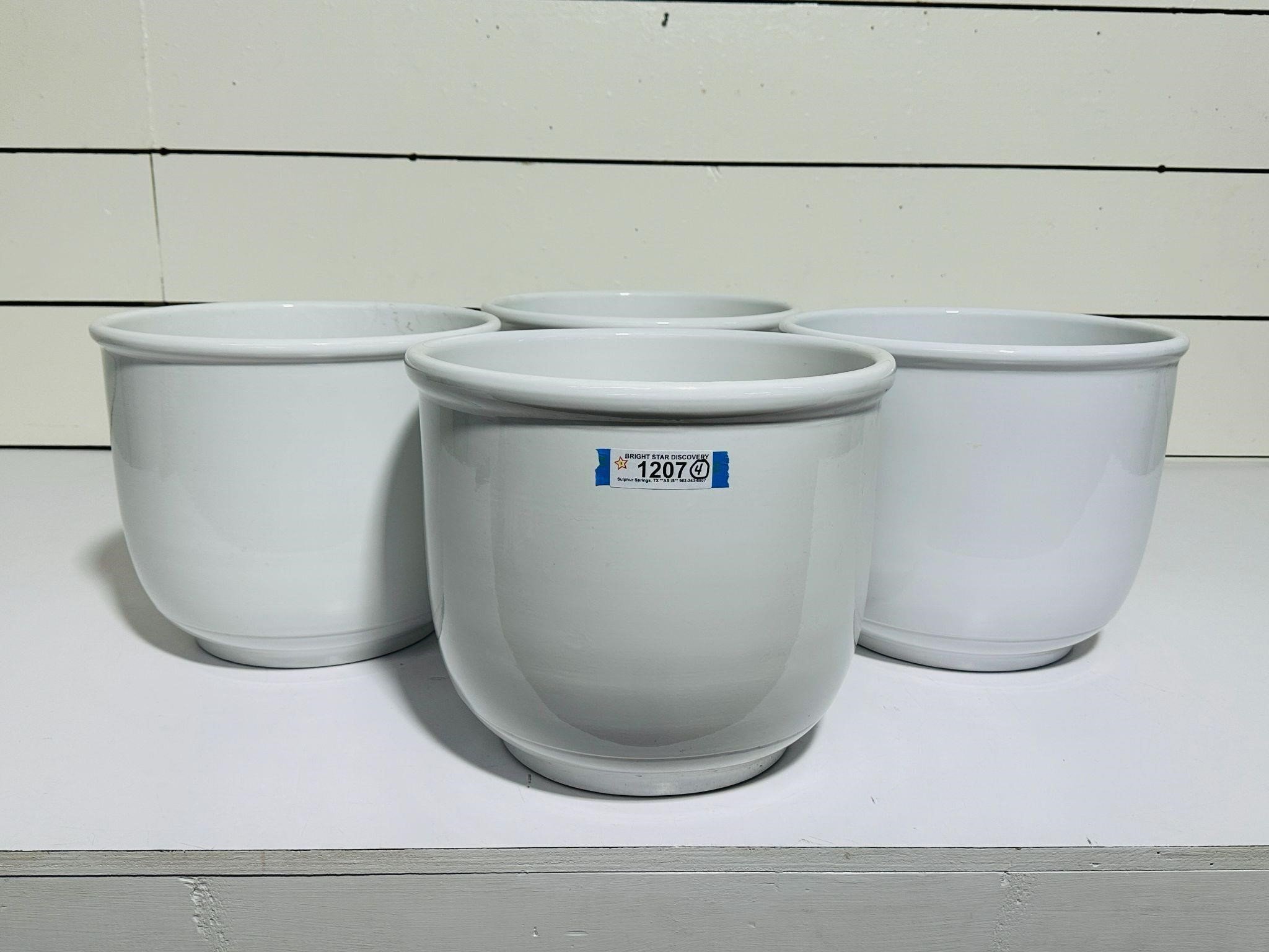 (4) 15" Ceramic Flower Pots