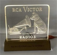 * Vtg RCA Victor Radios Edge Lit Sign  Working