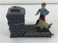 Vtg Cast iron Artillery Bank  Works