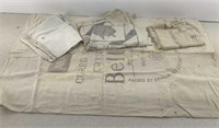 Lot of 4- Adverting Cotton sacks  Roughtly 23 x35