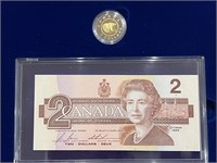 1996 Canada $2 Proof Coin and Bank Note