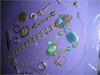 Costume Jewelry Antique Necklaces- Tie Tacks- Ring