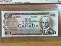 1975 Cdn $100 Bank Note
