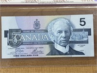 1986 Cdn $5 Yellow Back Position Number