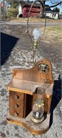 Antique Oil Lamp w/Electric Upgrade, Small Drawers