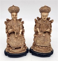 (2) Vintage Asian Royalty Carved Figurines