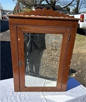 Antique Wooden Medicine Cabinet w/Mirror