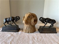 Ram Statue & Bronze or Brass Ram Bookends