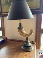 Vintage Brass & Horn Lamp