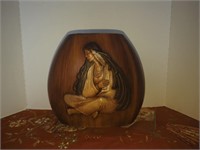 11"x 13" Metal Vase Native American Woman