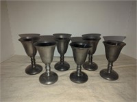 Vintage set of 6 Pewter wine goblets 5" tall