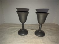 Set of 2 Pewter wine goblets 6" tall