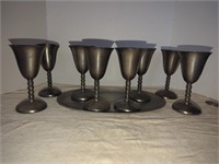 Set of 8 Pewter wine Goblets 7" (1 slightly bent)