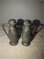 Vintage Pewter salt and pepper shakers w/handles