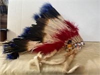 Native American Feather Head Dress with miniature