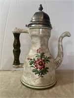 Holland Ceramic With Pewter Tea Pot