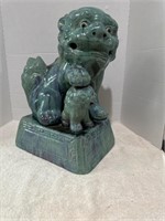 Wow!  Mid Century Asian turquoise Foo dog statue,