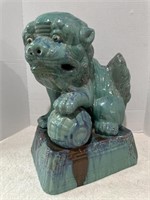 Wow! Mid Century turquoise Asian Foo dog statue,