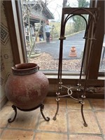 Antique metal plant stand, 39” tall and large