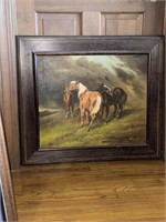Vintage Painting on Canvas Horses by Allison nice
