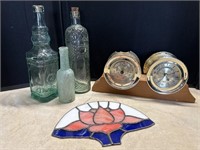 Bulova Barometer & Clock Stain Glass Hanger &