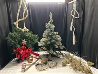 24” Prelit Christmas tree, works, garland wreath,