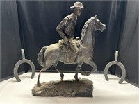 Vintage 1969 bronze western cowboy and horse