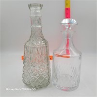 Lot of 2  Glass Clear Decanters