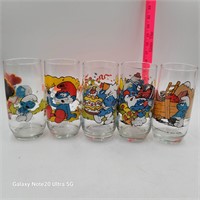 Vintage 1982 Smurf Drinking Glasses Lot 5