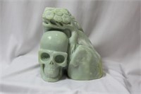 A Jade or Similar Hardstone Skull