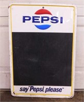 1969 embossed Pepsi metal chalkboard sign,