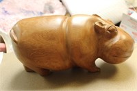 Exotic Solid Wood Hippopotamus Figure