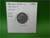 1901 E F 40 Queen Victoria .925 Silver Dime