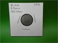 1873 British 3 Pence .925 Silver