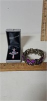 Jeweled Cross Necklace & Butterfly Bracelet