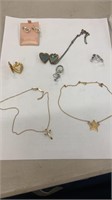 A lot of necklace and earrings some gold filled