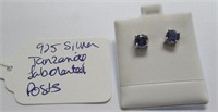 925 Silver Lab Tanzanite Post Earrings